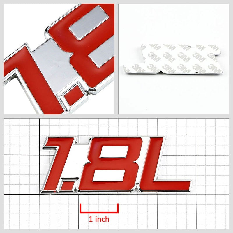 Red/Chrome 1.8L Logo Sport Car Engine Emblem Metal Decal Plate Sticker Badge-Exterior-BuildFastCar
