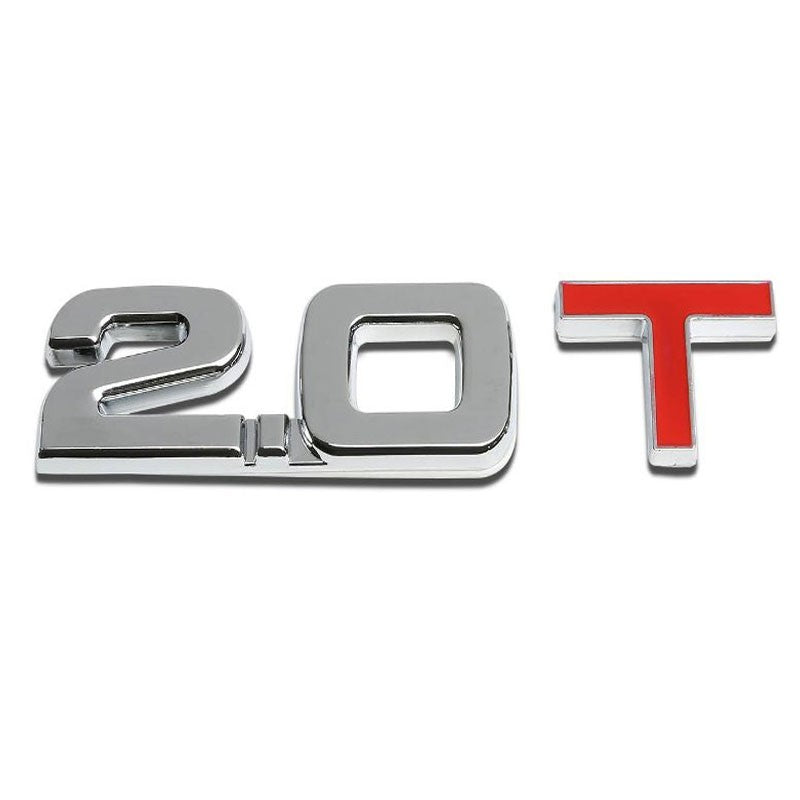 Chrome 2.0T Lettering Sign Plate RearTrunk Logo Badge Emblem Decal Sticker-Exterior-BuildFastCar