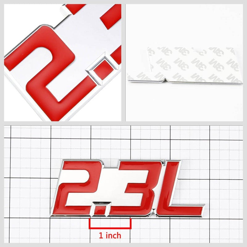 Red/Chrome 2.3L Logo Sport Car Engine Emblem Metal Decal Plate Sticker Badge 3M-Exterior-BuildFastCar