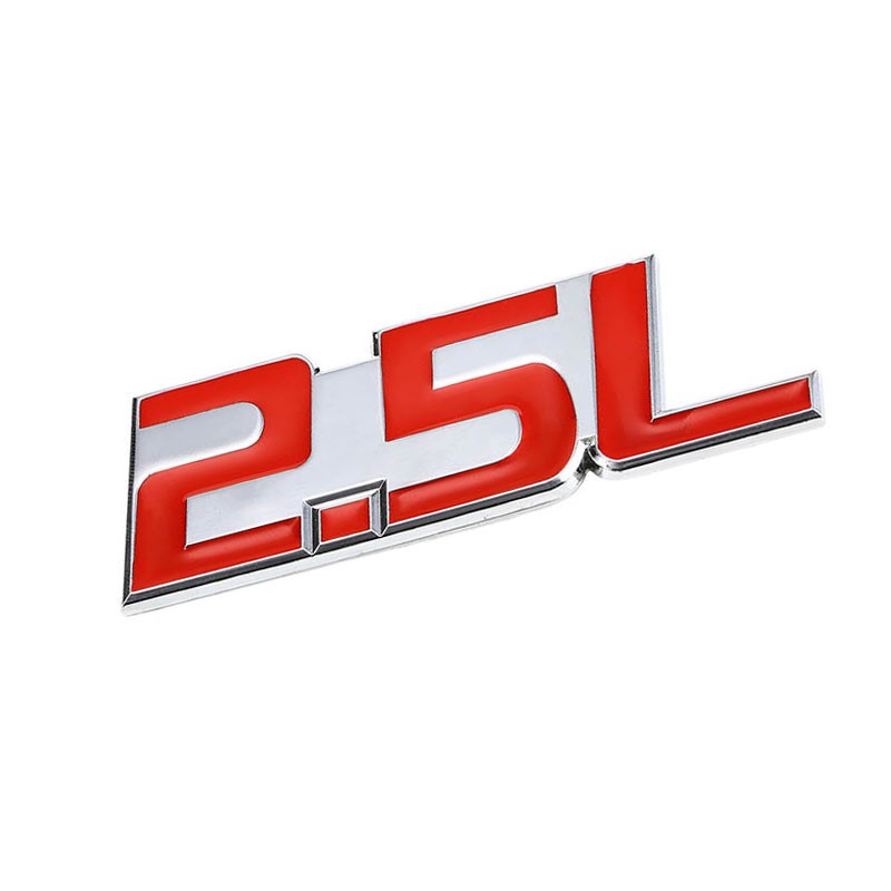 Red/Chrome 2.5L Name Logo Badge Emblem Metal Decal Plate 3M Adhesive Sticker-Exterior-BuildFastCar
