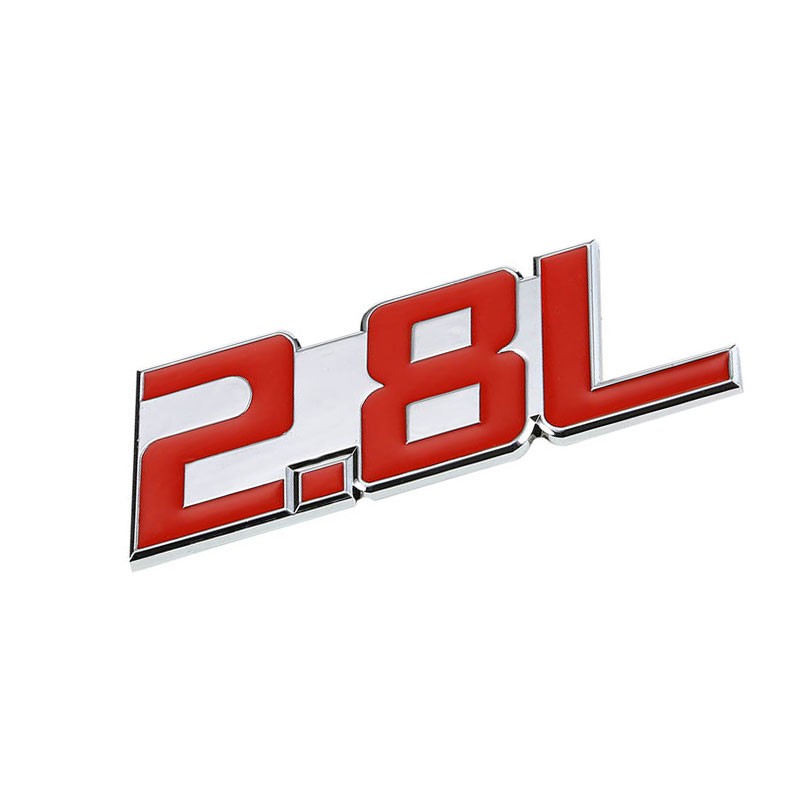 Red/Chrome 2.8L Engine Car Logo Trim Badge Emblem Metal Decal Plate 3M Sticker-Exterior-BuildFastCar