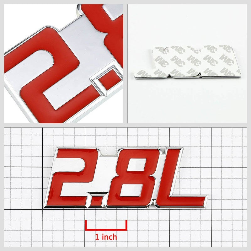 Red/Chrome 2.8L Engine Car Logo Trim Badge Emblem Metal Decal Plate 3M Sticker-Exterior-BuildFastCar