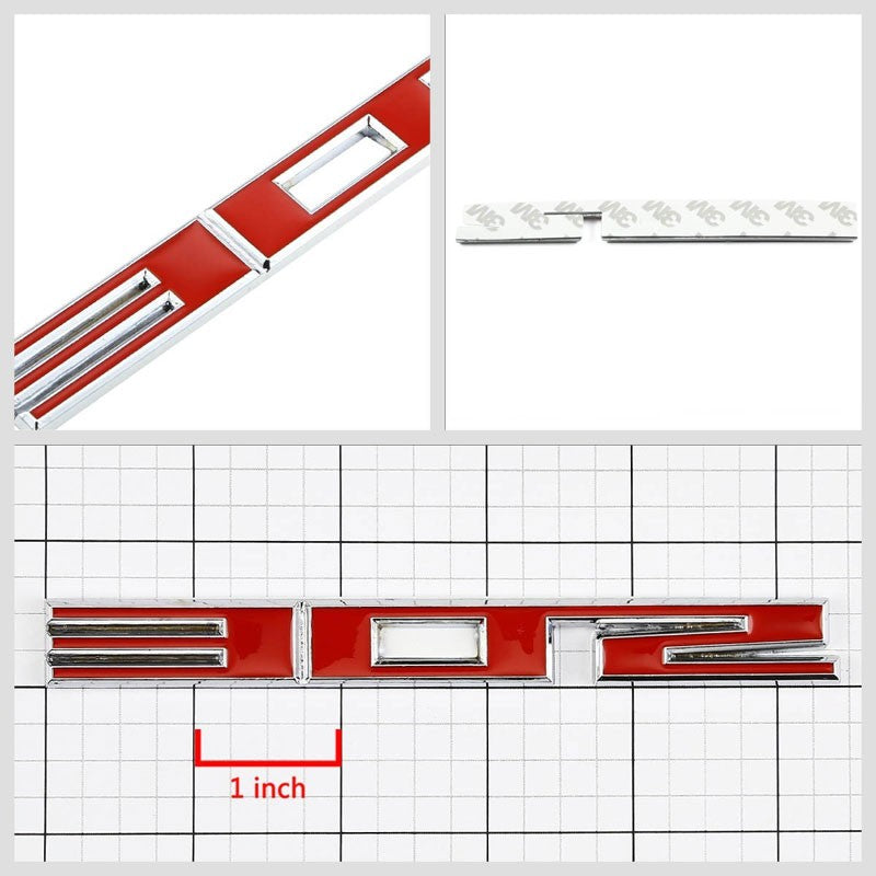 Red/Chrome 302 Letter Logo Badge Emblem Metal Decal Plate 3M Adhesive Sticker-Exterior-BuildFastCar