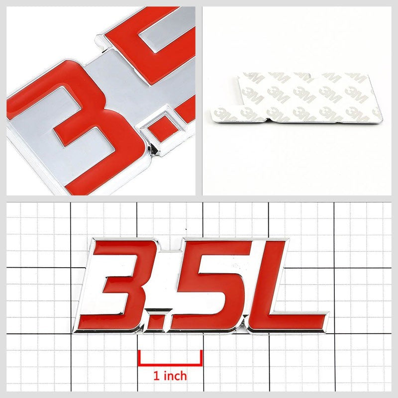 Red/Chrome 3.5L Engine Auto Logo Trim Badge Emblem Metal Decal Plate 3M Sticker-Exterior-BuildFastCar