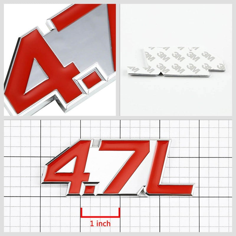 Red/Chrome 4.7L Sign V8 Engine Auto Trunk Badge Emblem Decal Adhesive Sticker-Exterior-BuildFastCar