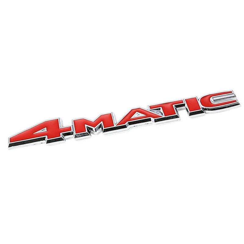 Red/Chrome 4Matic Plate Logo V8 Engine Sport Badge Metal Emblem Decal 3M Sticker-Exterior-BuildFastCar
