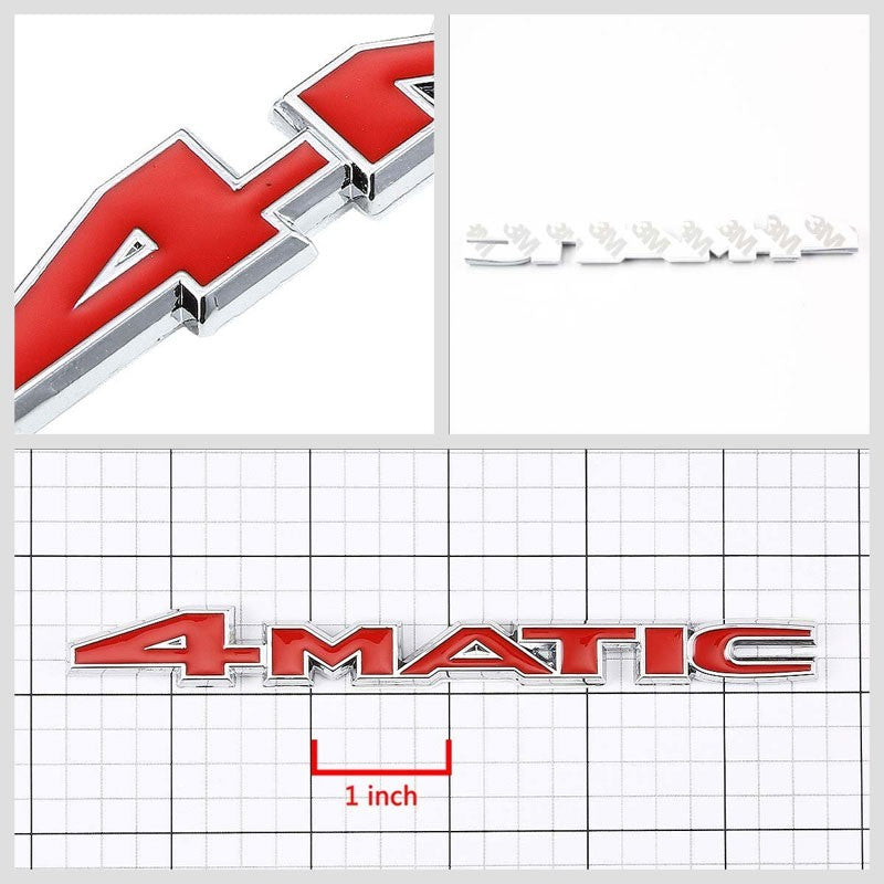 Red/Chrome 4Matic Plate Logo V8 Engine Sport Badge Metal Emblem Decal 3M Sticker-Exterior-BuildFastCar