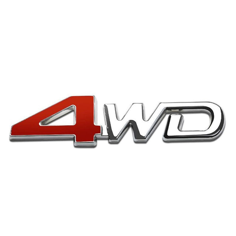 Red/Chrome 4WD Sign Logo Sport Motor rear Trunk Badge Emblem Decal Plate-Exterior-BuildFastCar