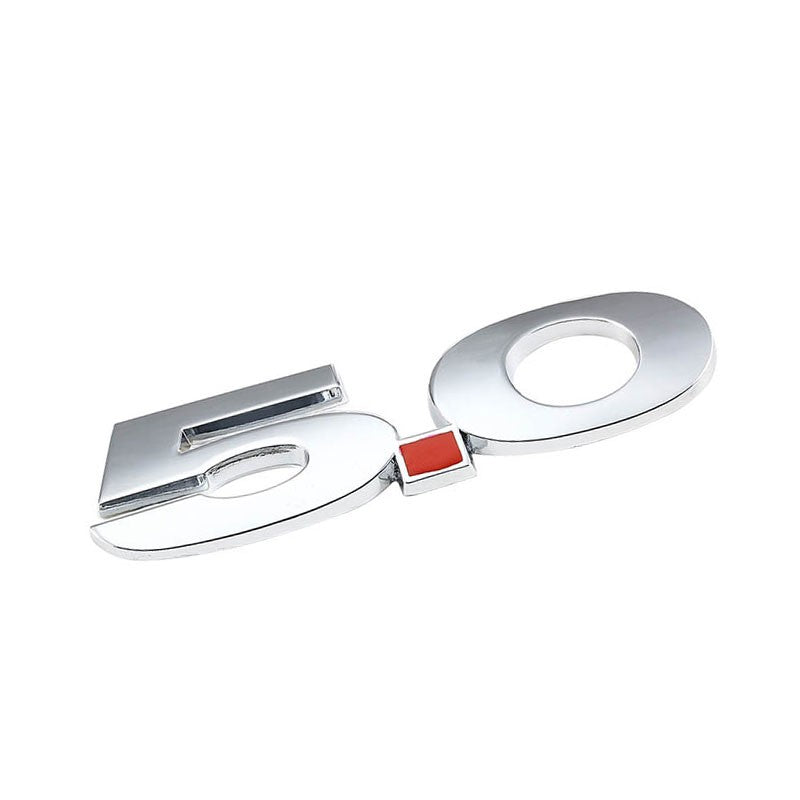 Red/Chrome 5.0 Logo Sign Emblem Sport Trunk Trim Decal Badge 3M Sticker-Exterior-BuildFastCar