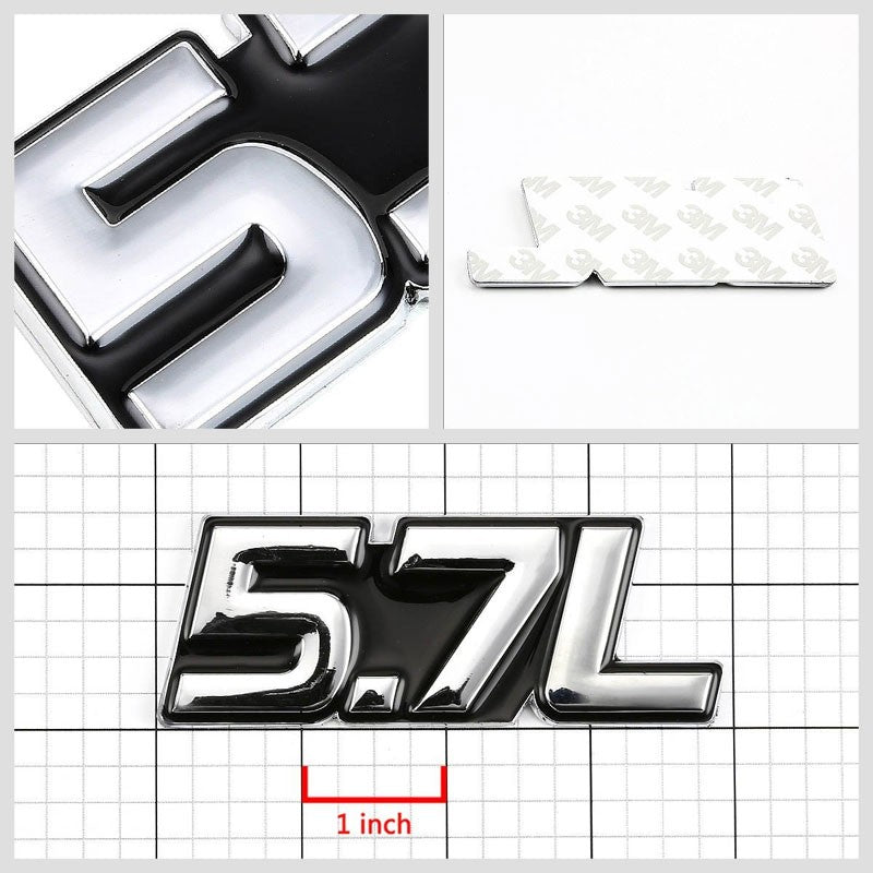 Black/Chrome 5.7L Symbol V8 Engine Car Trunk Badge Emblem Decal 3M Sticker-Exterior-BuildFastCar