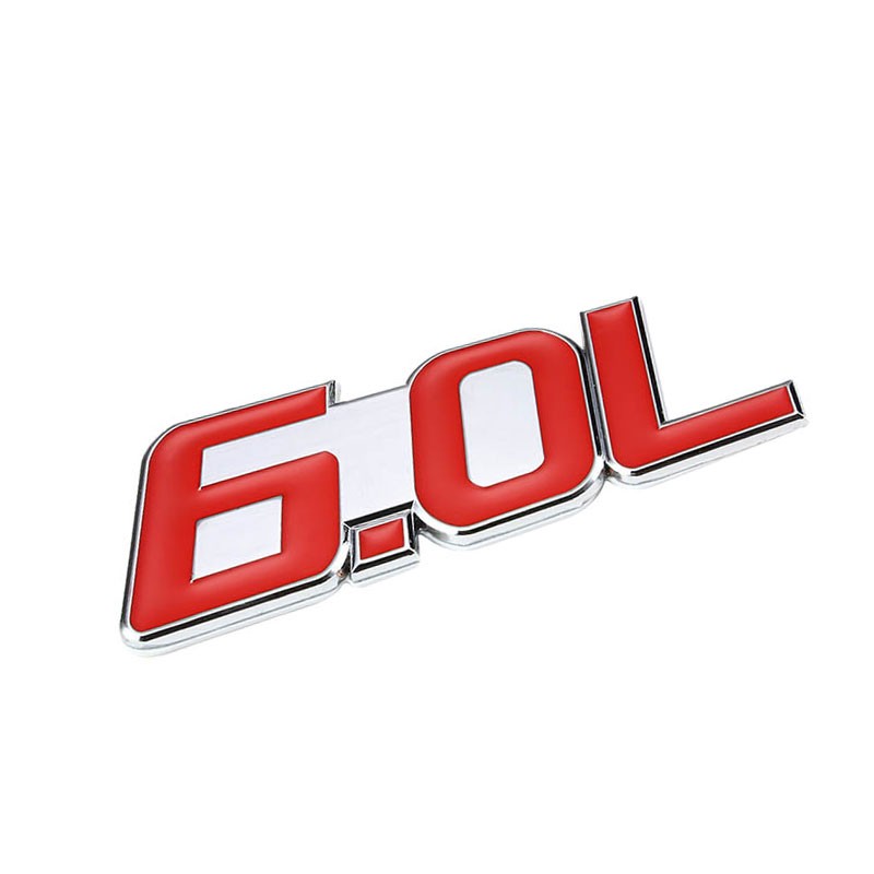 Red/Chrome 6.0L Sign V8 Engine Auto Trunk Badge Emblem Decal Plate Sticker-Exterior-BuildFastCar