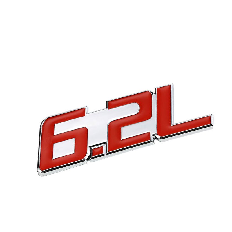 Red/Chrome 6.2L Sign V8 Sport Engine Auto Trunk Badge Emblem Decal 3M Tape-Exterior-BuildFastCar