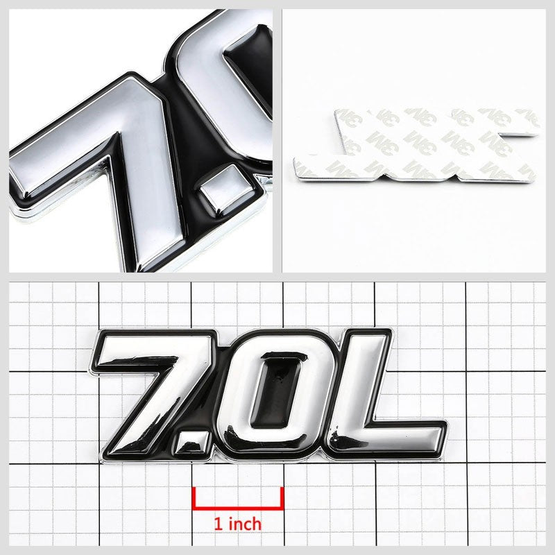 Black/Chrome 7.0L Symbol V8 Engine Auto Trunk Badge Emblem Decal 3M Tape-Exterior-BuildFastCar