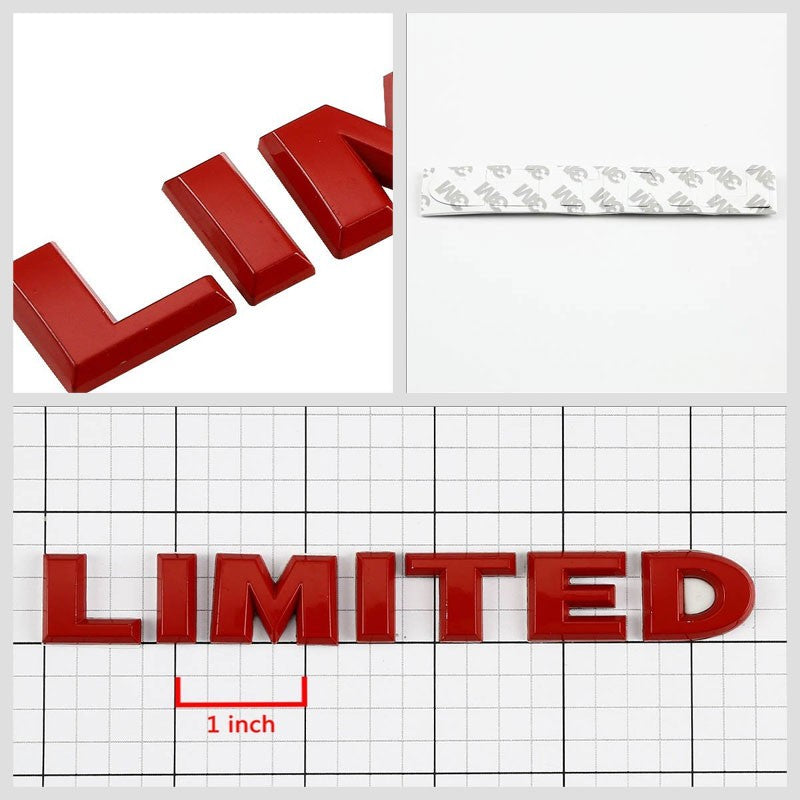 Red LIMITED Logo Sign Name Car Trunk Badge Emblem Metal Decal Plate 3M Adhesive-Exterior-BuildFastCar
