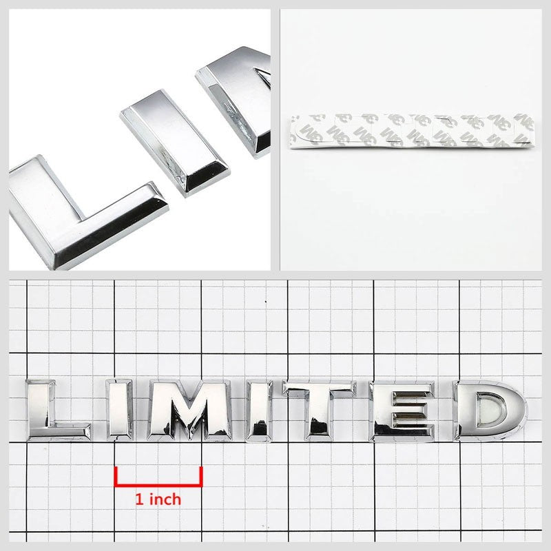 Chrome LIMITED Name Symbol Sign Decal Trunk Logo Badge Emblem Metal Polished 3M-Exterior-BuildFastCar