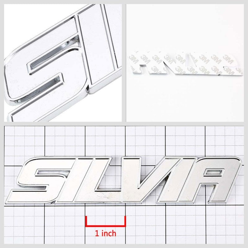 Chrome SILVIA Name Symbol Sign Decal Trunk Logo Badge Emblem Metal Polished 3M-Exterior-BuildFastCar