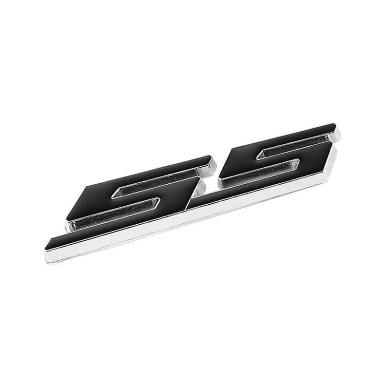 Black SS Letter Logo Sign Car Trunk Engine Badge Emblem Metal Plate Decal 3M-Exterior-BuildFastCar