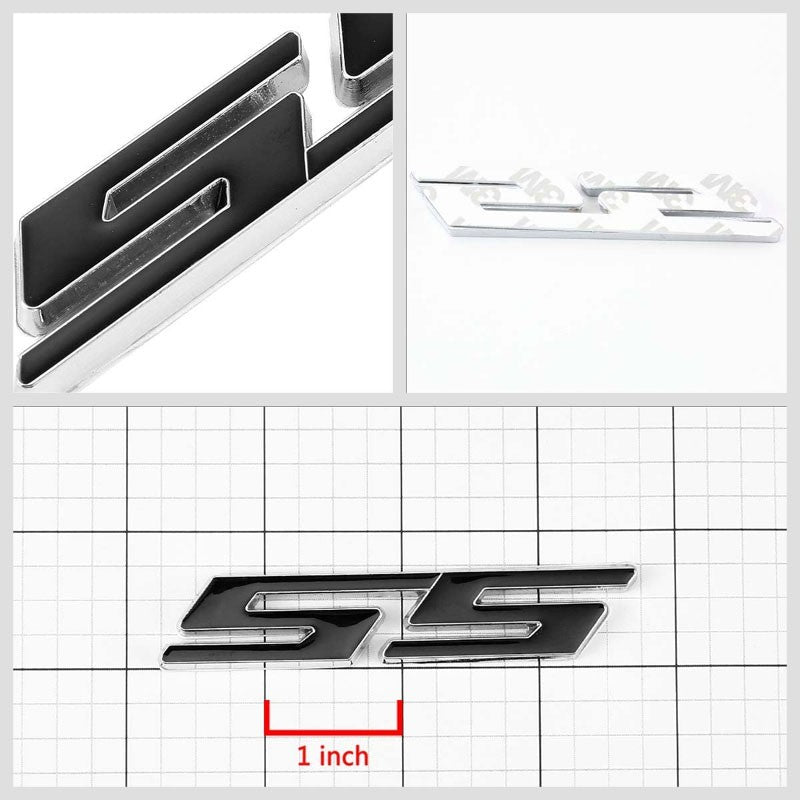 Black SS Letter Logo Sign Car Trunk Engine Badge Emblem Metal Plate Decal 3M-Exterior-BuildFastCar