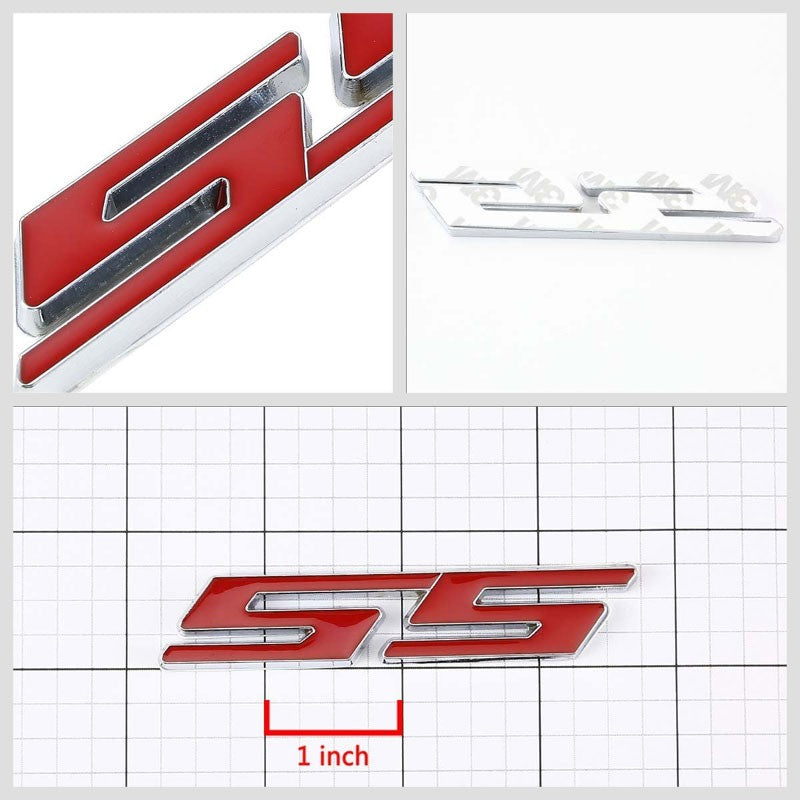 Red SS Letter Logo Sign Name Car Trunk Body Badge Emblem Decal Plate 3M Tape-Exterior-BuildFastCar