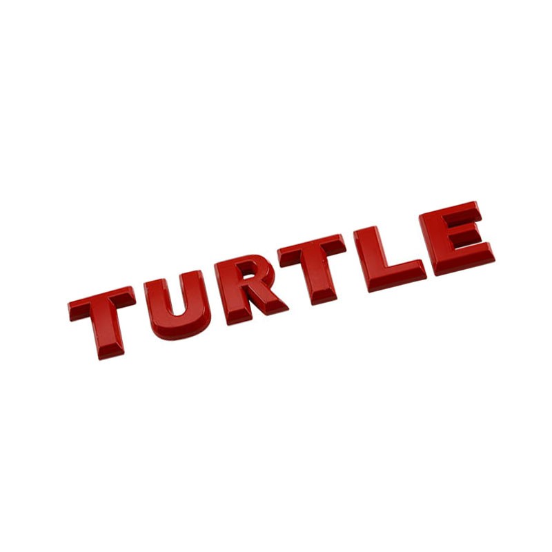 Red TURTLE Text Logo Sign Name Trunk Badge Emblem Metal Decal Plate 3M Adhesive-Exterior-BuildFastCar