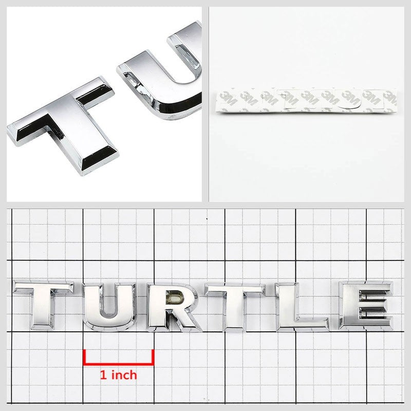 Chrome TURTLE Name Symbol Sign Decal Trunk Logo Badge Emblem Metal Polished 3M-Exterior-BuildFastCar