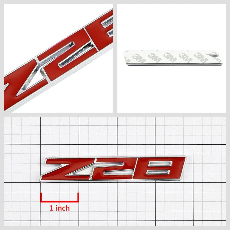 Red/Chrome Z28 Logo Sign Turbo Engine Sport Car Badge Emblem Decal Plate w/ 3M-Exterior-BuildFastCar