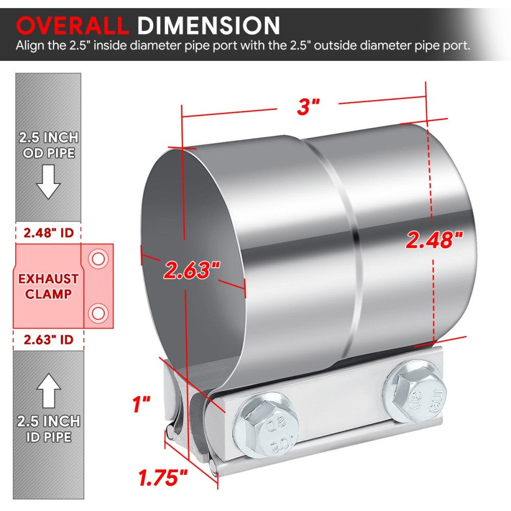 1X BFC 2.50" Exhaust Muffler Pipe Tube Lap Joint Band Clamp Sleeves 53-EPC-1013
