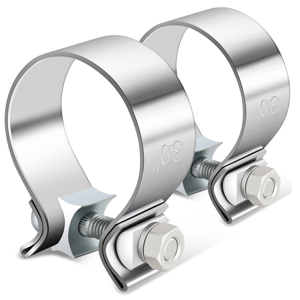 2X BFC 3.00" Exhaust Muffler Pipe Tube Narrow Band Seal Clamp Sleeves 53-EPC-1204