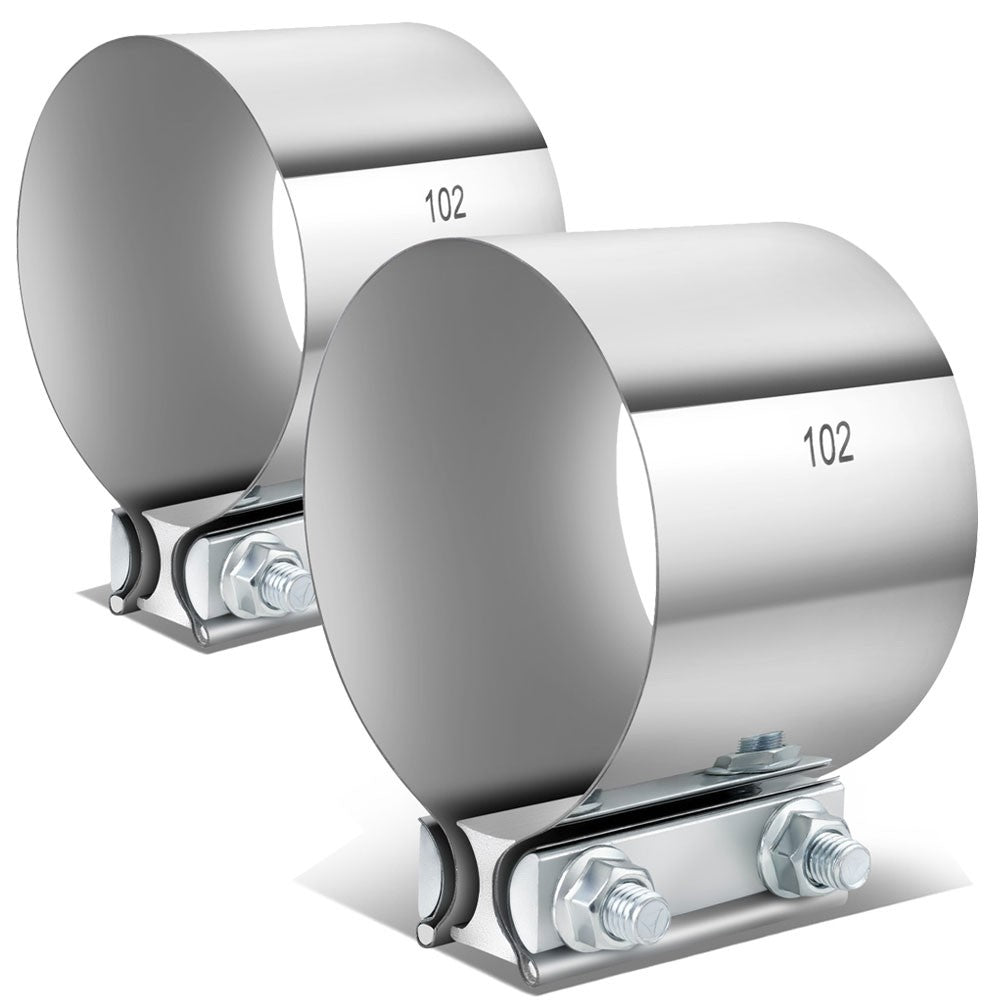 2X BFC 4.00" Exhaust Muffler Pipe Tube Butt Joint Band Clamp Sleeves 53-EPC-1210