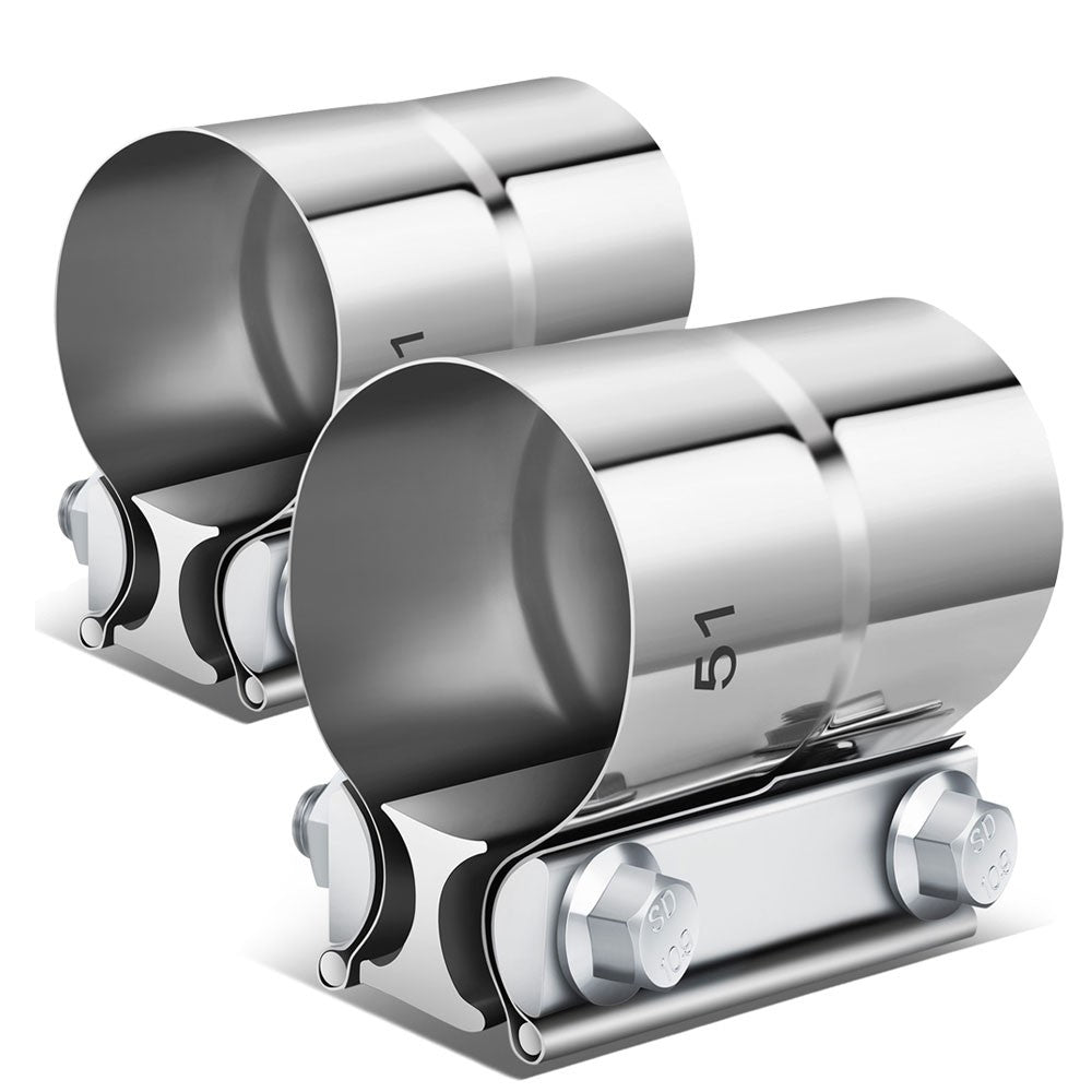 2X BFC 2.00" Exhaust Muffler Pipe Tube Lap Joint Band Clamp Sleeves 53-EPC-1211