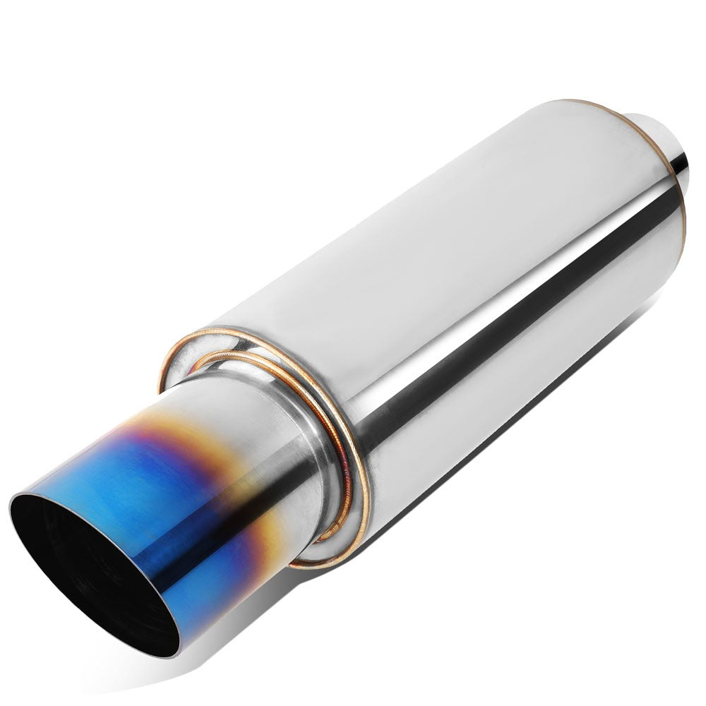 Exhaust Muffler 2'' Inlet 3'' Diagonal Cut Burnt Titanium Tip BFC-MUF-1001-TYA
