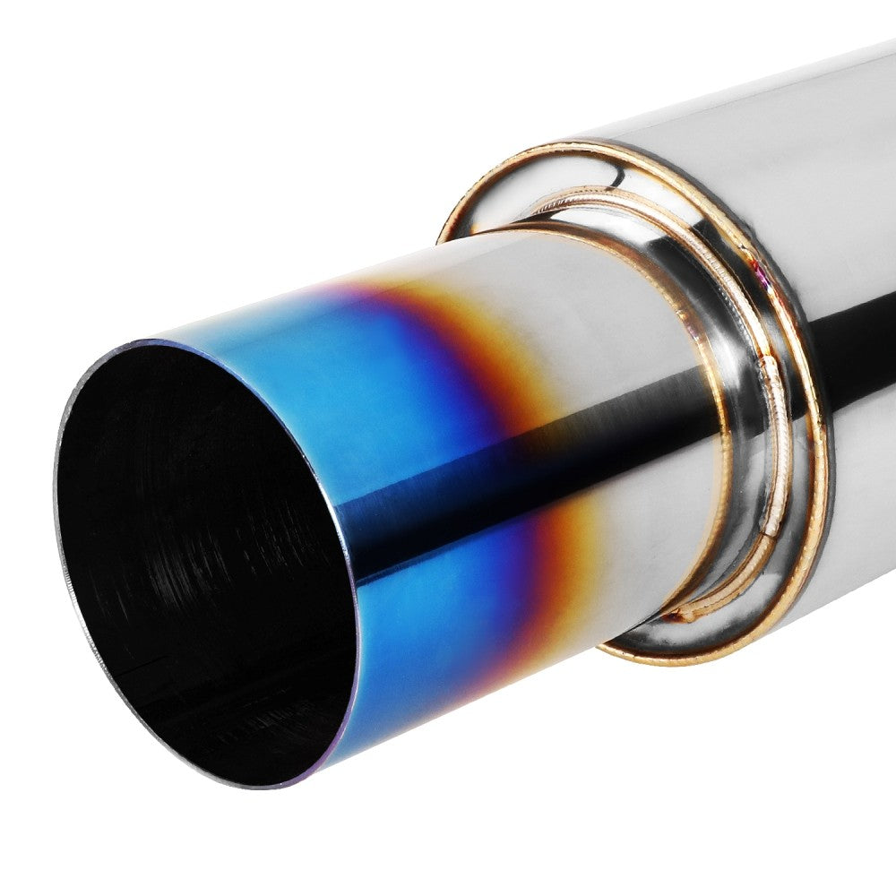 Exhaust Muffler 2.25''Inlet 3'' Straight Cut Burnt Titanium Tip BFC-MUF-1002-TYB