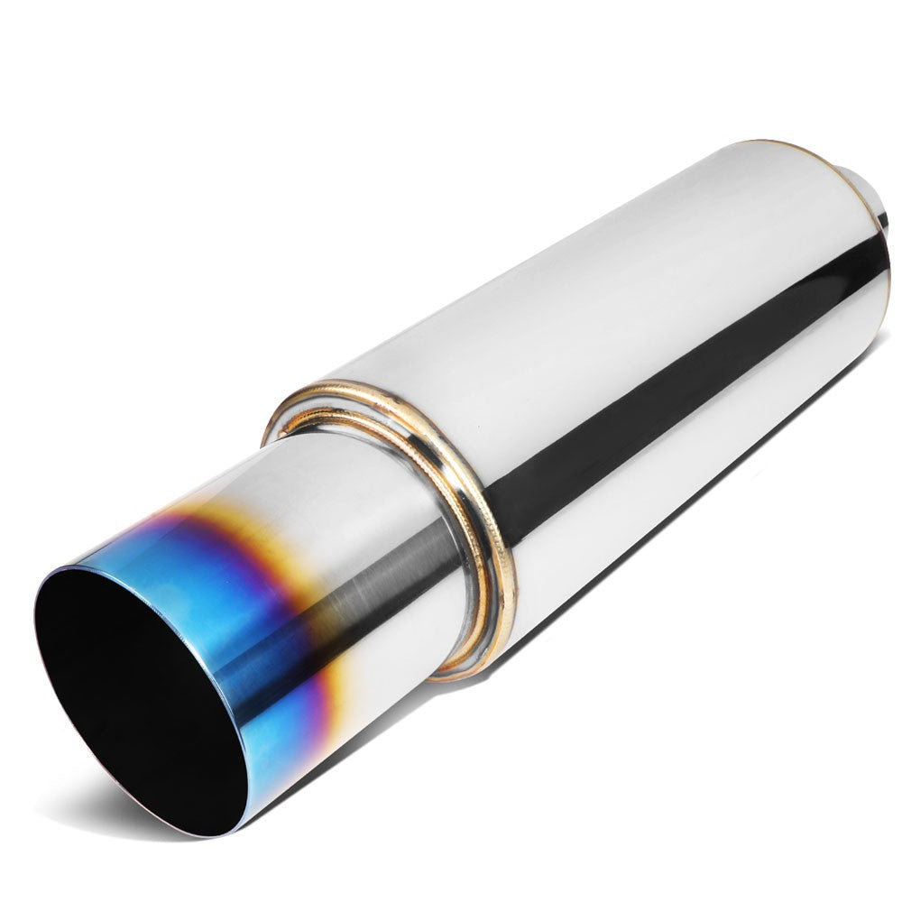 Exhaust Muffler 2.5'' Inlet 4'' Straight Cut Burnt Titanium Tip BFC-MUF-1003-TYB