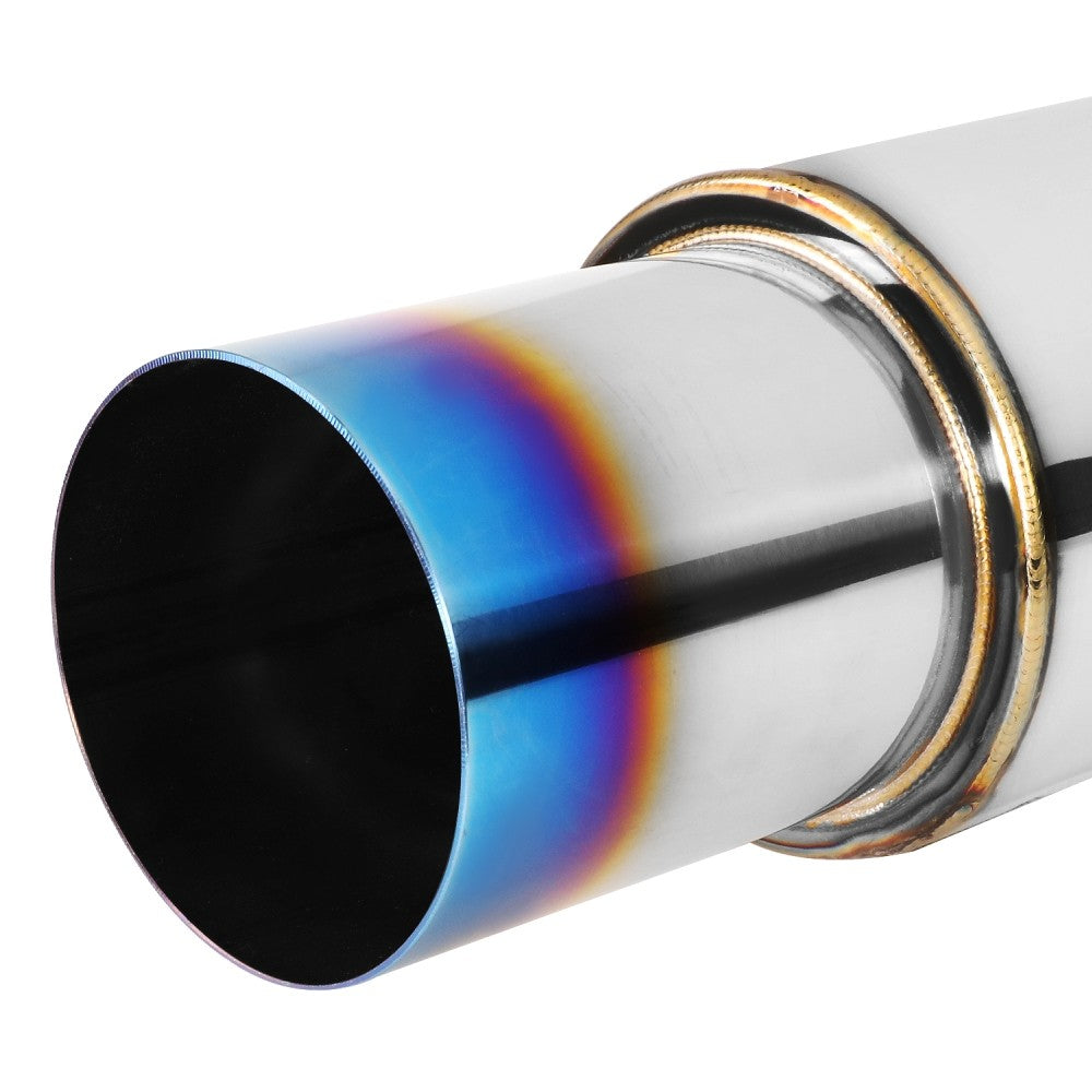 Exhaust Muffler 2.5'' Inlet 4'' Straight Cut Burnt Titanium Tip BFC-MUF-1003-TYB