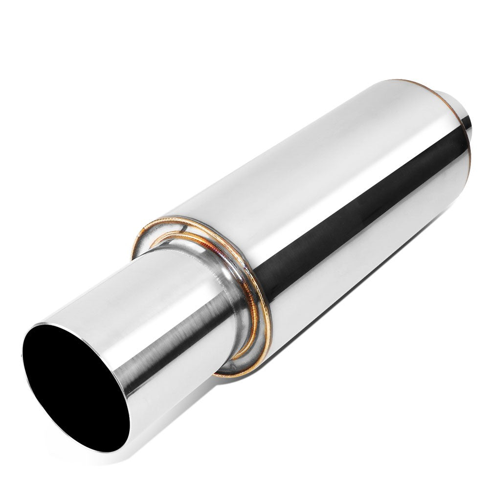Exhaust Muffler 2'' Inlet 3'' Polished Straight Cut Tip BFC-MUF-1004-TYB