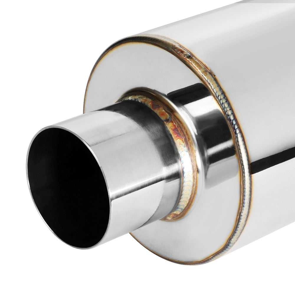 Exhaust Muffler 2.5'' Inlet 3'' Polished Diagonal Cut Tip BFC-MUF-1006-TYA