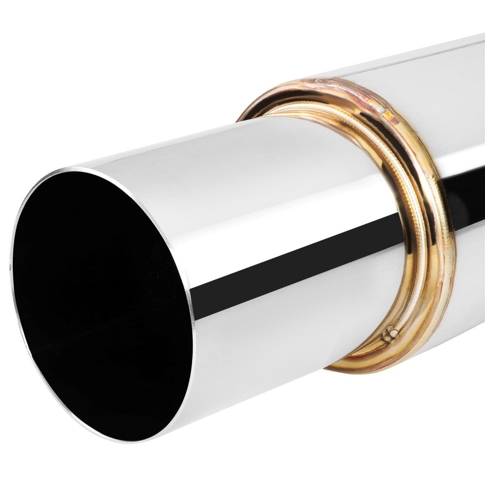 Exhaust Muffler 2.5'' Inlet 3'' Polished Straight Cut Tip BFC-MUF-1006-TYB