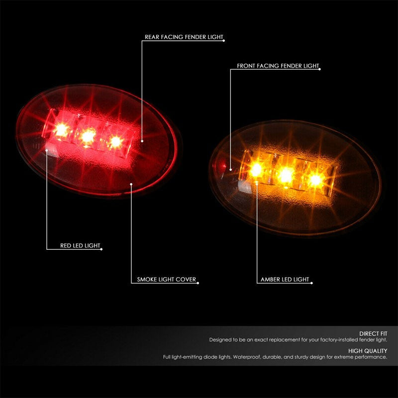 4x Smoke LED Side Marker Light For 99-10 Ford F250 F350 F450 SD Dually Fender-Lighting-BuildFastCar-BFC-SML-FOR99SD-SM
