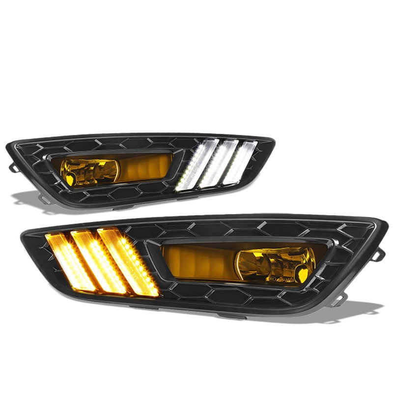 White/Amber Amber Lens DRL+Turn Signal+Black Fog Light Lamp+Wire For 15-17 Focus-Exterior-BuildFastCar