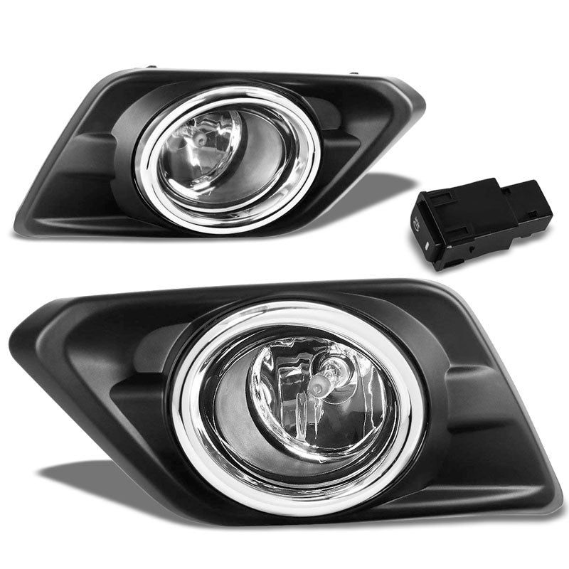 Front Bumper Replace Fog Light Lamp Chrome Bezel+Bulb Clear Lens For 14-16 Rogue-Exterior-BuildFastCar