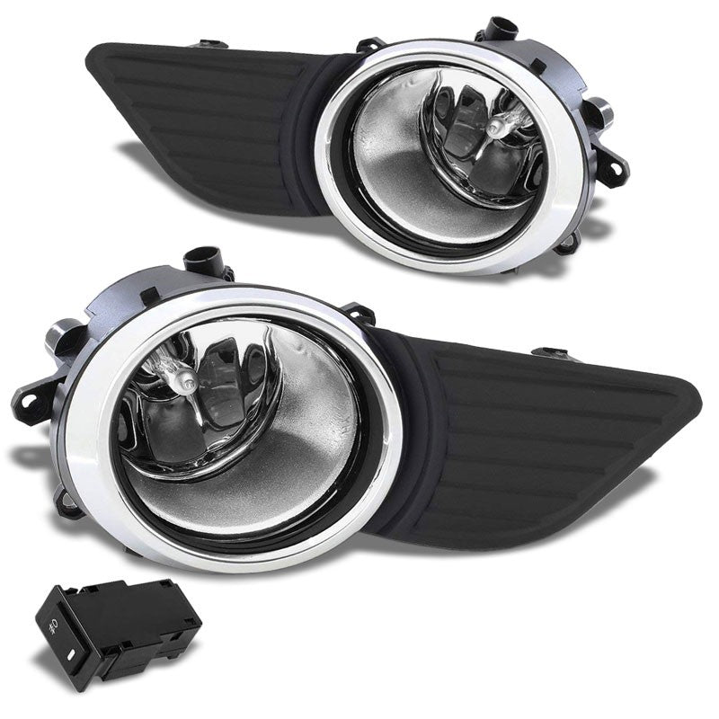 Front Bumper Replace Fog Light Lamp Chrome Bezel+Bulb Clear Len For 11-17 Sienna-Exterior-BuildFastCar