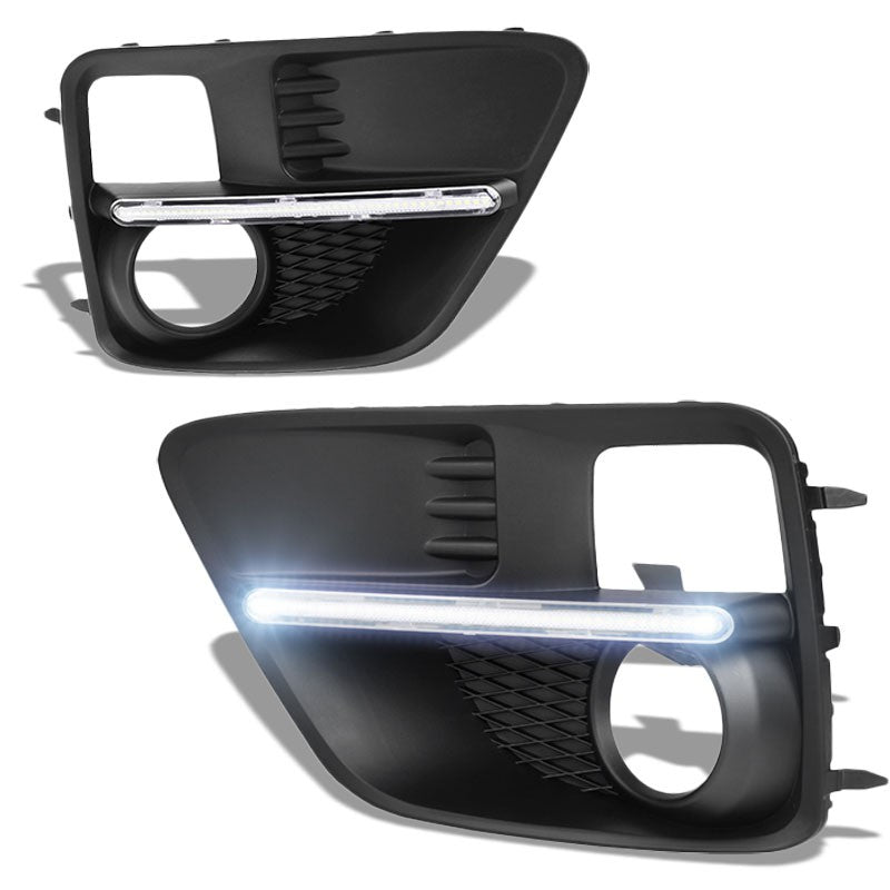 Front Black Fog Light Bezel+LED DRL Running Light Strip For 15-17 Subaru WRX/STI-Exterior-BuildFastCar