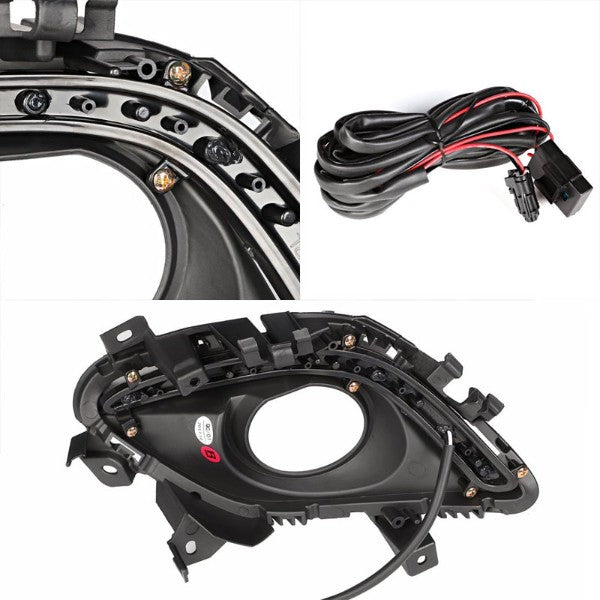 LED DRL/Turn Signal Front Bumper Fog Light Lamp Bezel Cover For 14-16 Mazda 6-Exterior-BuildFastCar