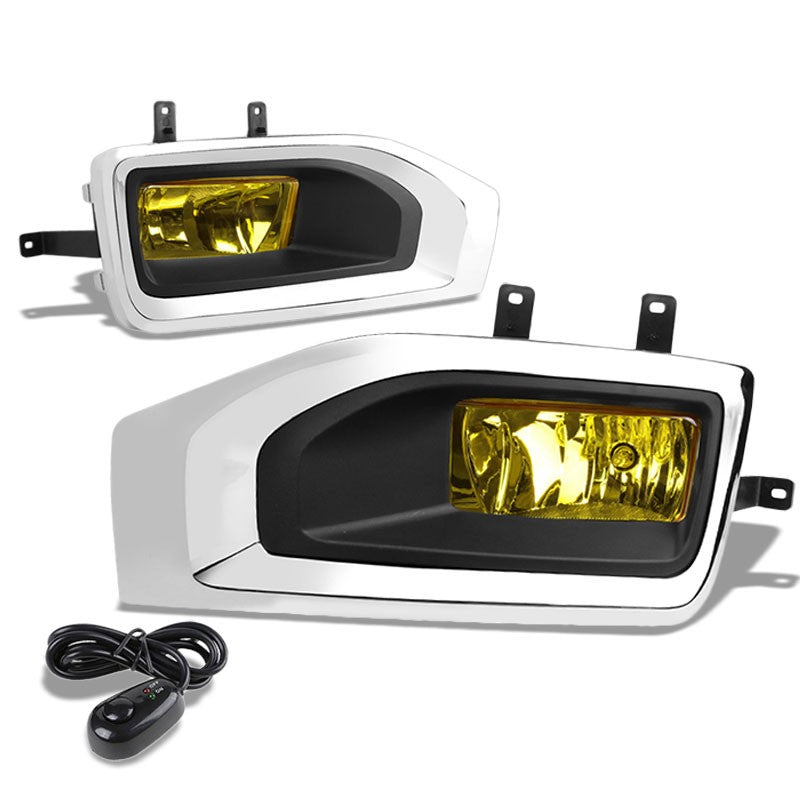 Front OE Fog Light Lamp+Chrome Bezel+Bulbs Amber Lens For 15-18 Yukon/Yukon XL-Exterior-BuildFastCar