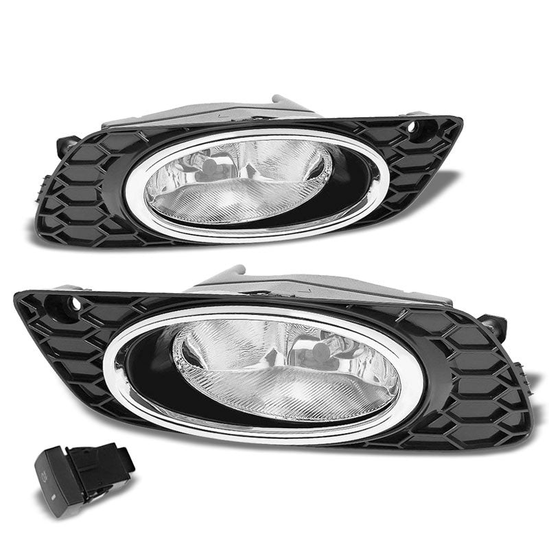 Front Bumper Replace Fog Light Lamp Chrome Bezel+Bulb Clear Len For 12 Civic 4Dr-Exterior-BuildFastCar