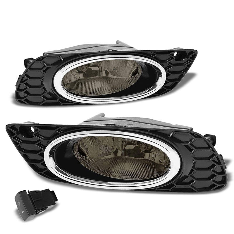 Front Bumper Replace Fog Light Lamp Chrome Bezel+Bulb Smoke Len For 12 Civic 4Dr-Exterior-BuildFastCar