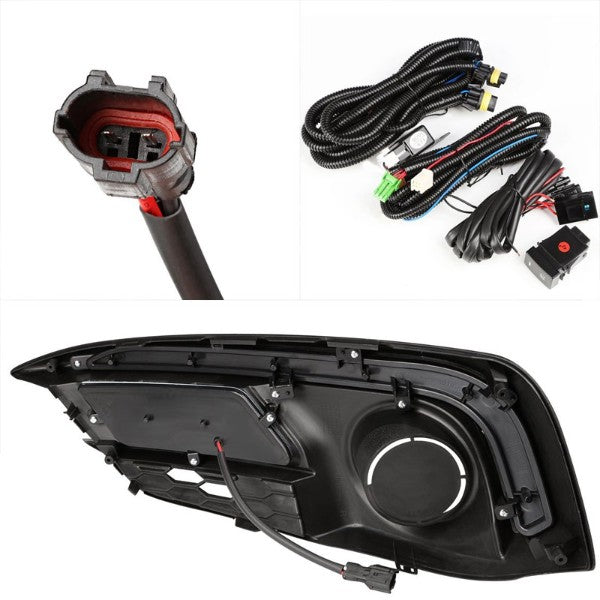 Mustang Style Red/White/Blue LED DRL Bumper Fog Light Bezel+Bulb For 16-17 Civic-Exterior-BuildFastCar