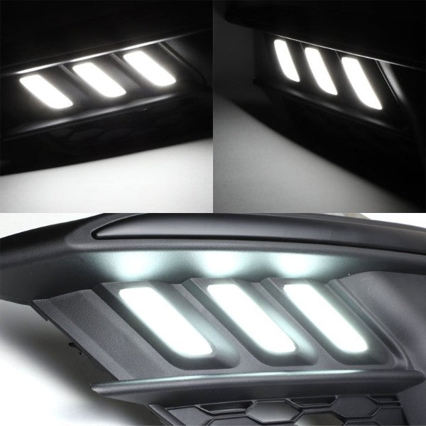 Mustang Style White LED DRL Bumper Fog Light Bezel Cover+Bulb For 16-17 Civic-Exterior-BuildFastCar