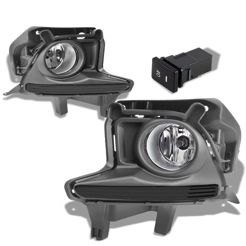 Front Bumper Fog Light Lamp Kit Black Bezel+Bulb Clear Lens For 14-16 Highlander-Exterior-BuildFastCar