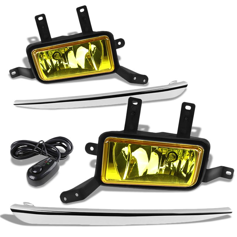 Front OE Fog Light Lamp+Chrome Bezel+Bulbs Amber Lens For 15-18 Tahoe/Suburban-Exterior-BuildFastCar